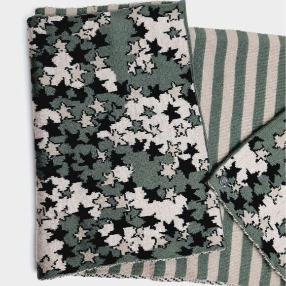 V. FRAAS Fine Knit Reversible Infinity Scarf Stripes Stars & Camo Sz O/S - Picture 3 of 9